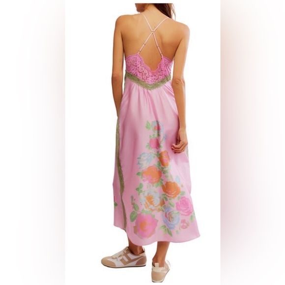 FREE PEOPLE Just Dreamy Maxi Slip dress pink size large - Picture 8 of 15